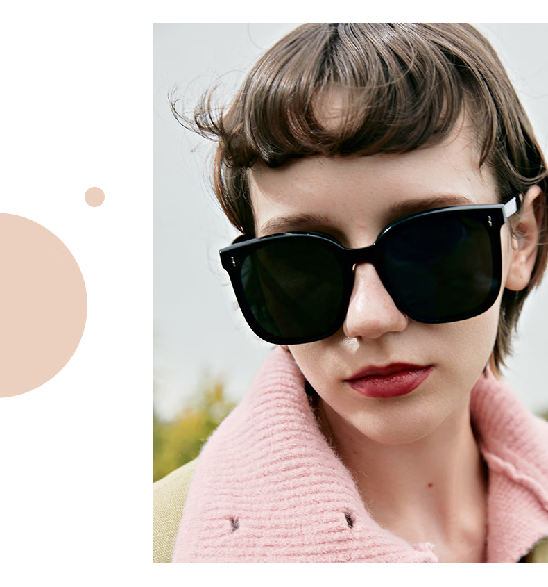 LOESY Versatile Slimming Fashion Polarized Sunglasses UV Protection Driving Black Frame Black Gray Nylon Non-Polarized 6