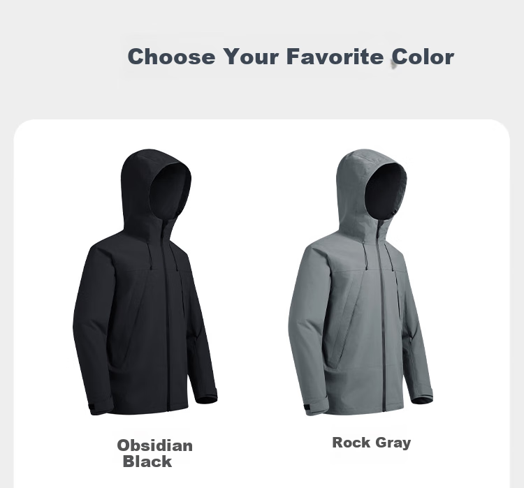 JD Original Chamois 300 Windbreaker with Fleece Inner Layer, Three-In Outdoor Jacket for Men And Women, Warm New Year Coat, Obsidian Black, 3XL 17