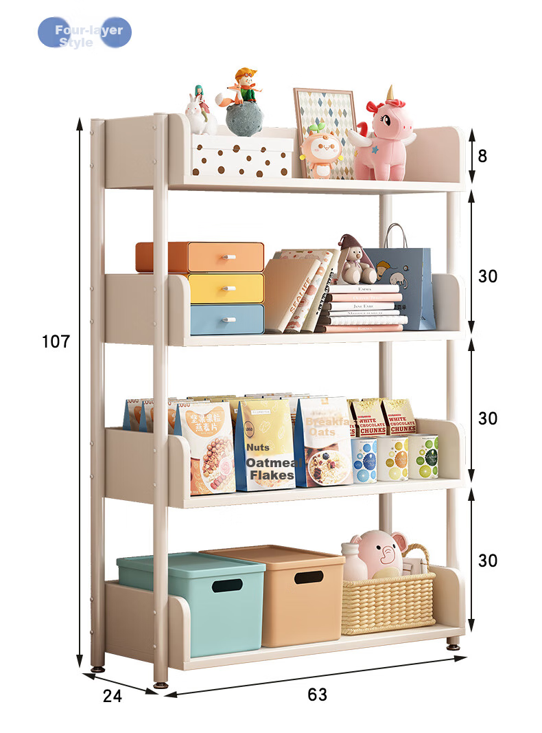 Shanshanmuyi Floor-Standing Mobile Simple Bookshelf, Student Storage Rack, Home Living Room Shelf, Multi-Layer Storage Rack 10