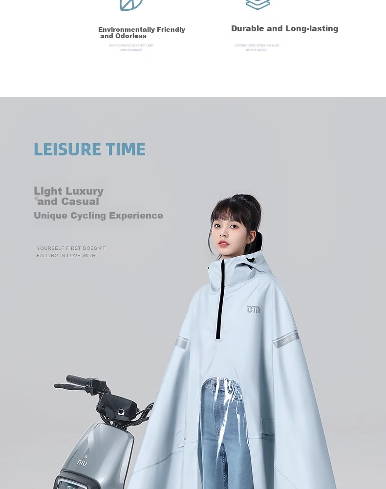 Beimei Raincoat for Electric Scooters And Bicycles, Adult Long Full-Body Heavy-Duty Thick Rain Poncho for Wome 2