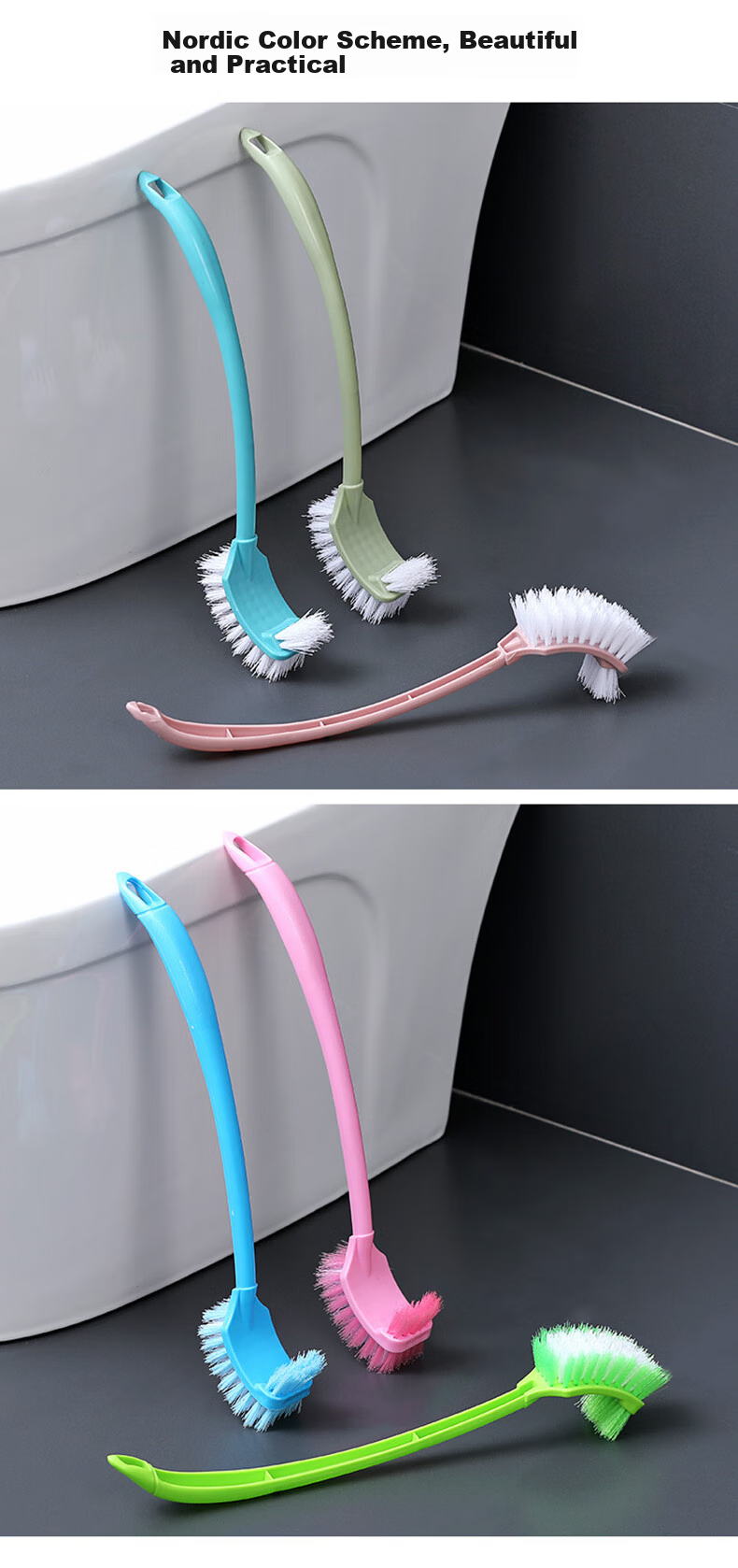 Yagao Toilet Brush, Household No-Corner Bathroom Cleaning Wall-Mounted No-Drilling Toilet Cleaning Brush Tool 7