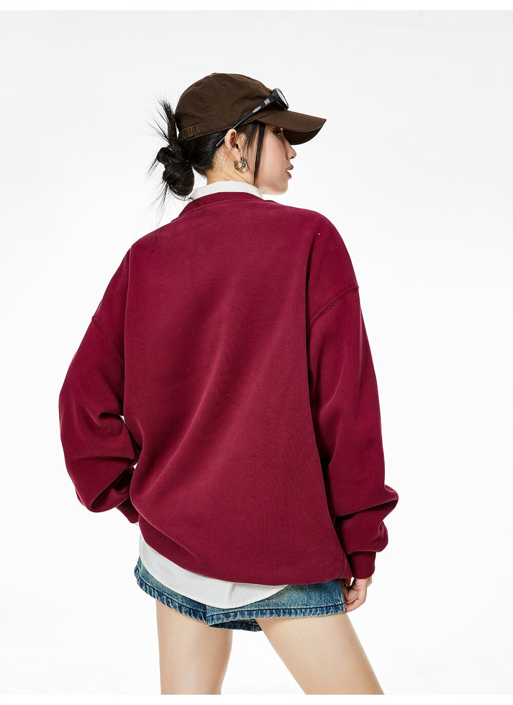 ICH MODE American Style Gray Crewneck Sweatshirt Women 2026 Spring New Loose Casual Jacket Top Light Gray S 36