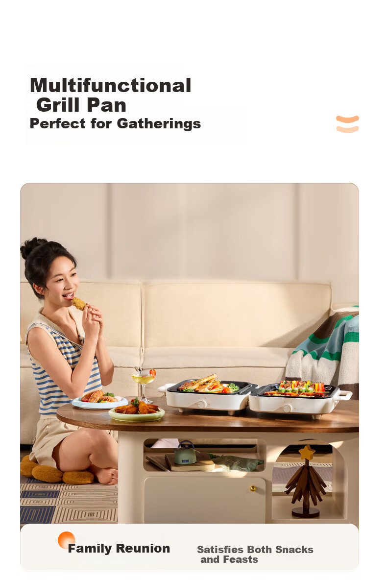 SUPOR Electric Grill Pan, Home Multi-Functional Non-Stick Grill, Detachable And Foldable Outdoor High-Power Barbecue GJ5030P818 30