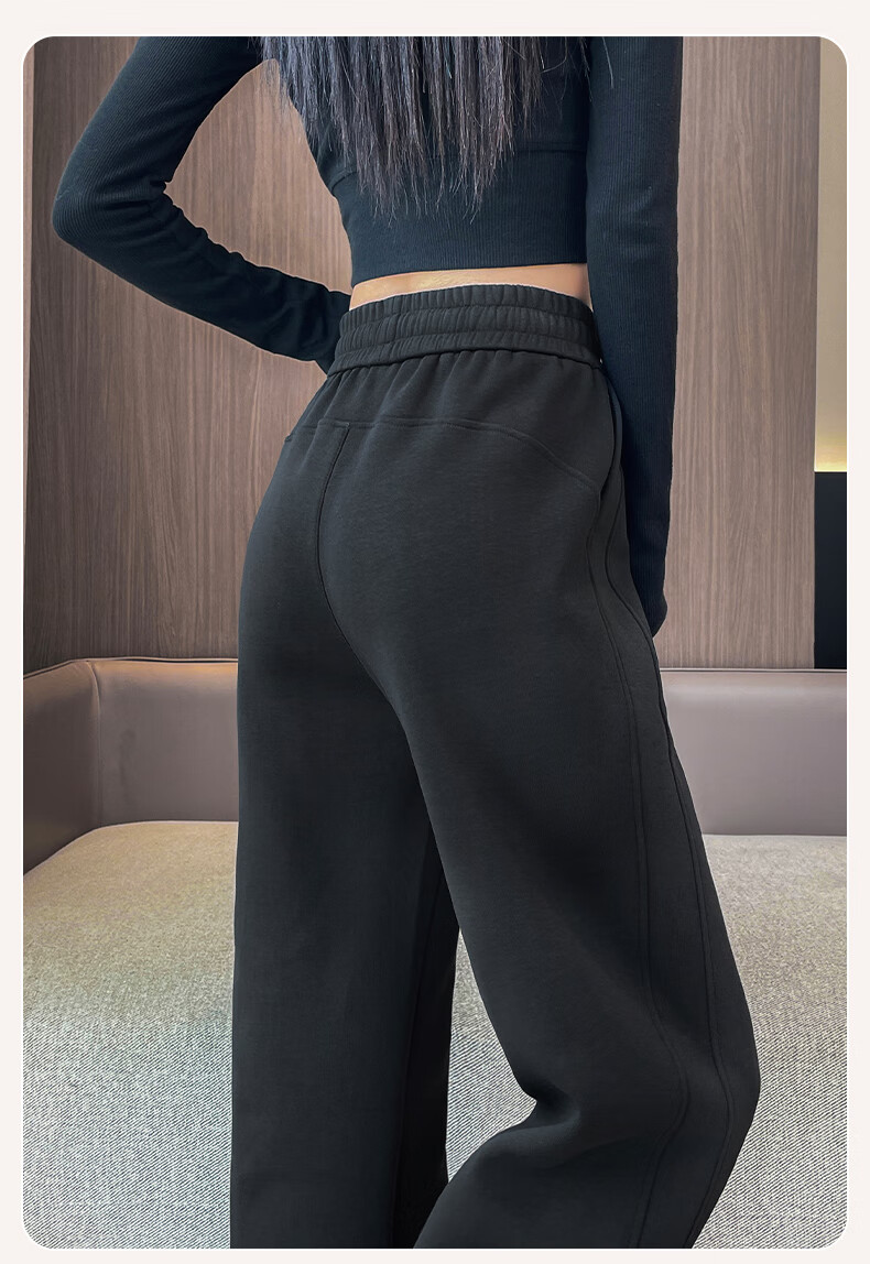 Miiow Women's Casual Wide-Leg Sweatpants 2026 Spring Summer Thin Loose Sports Pants Straight-Leg High-End Gray Slimming 25