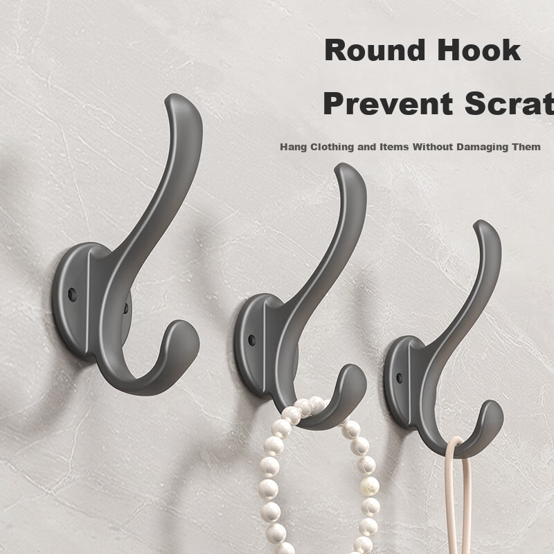 Huxiansen Adhesive Hooks No Drilling Required Strong Hooks for Door Back, Bathroom, Kitchen Wall-Mounted Storage 3-Pack 6