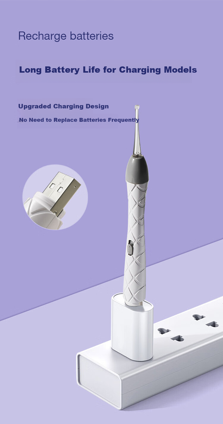 Shijian Children's Ear Pick, Illuminated Visual Ear Cleaning Tool Set, Rechargeable Version, 2-Piece Set, T86W 14