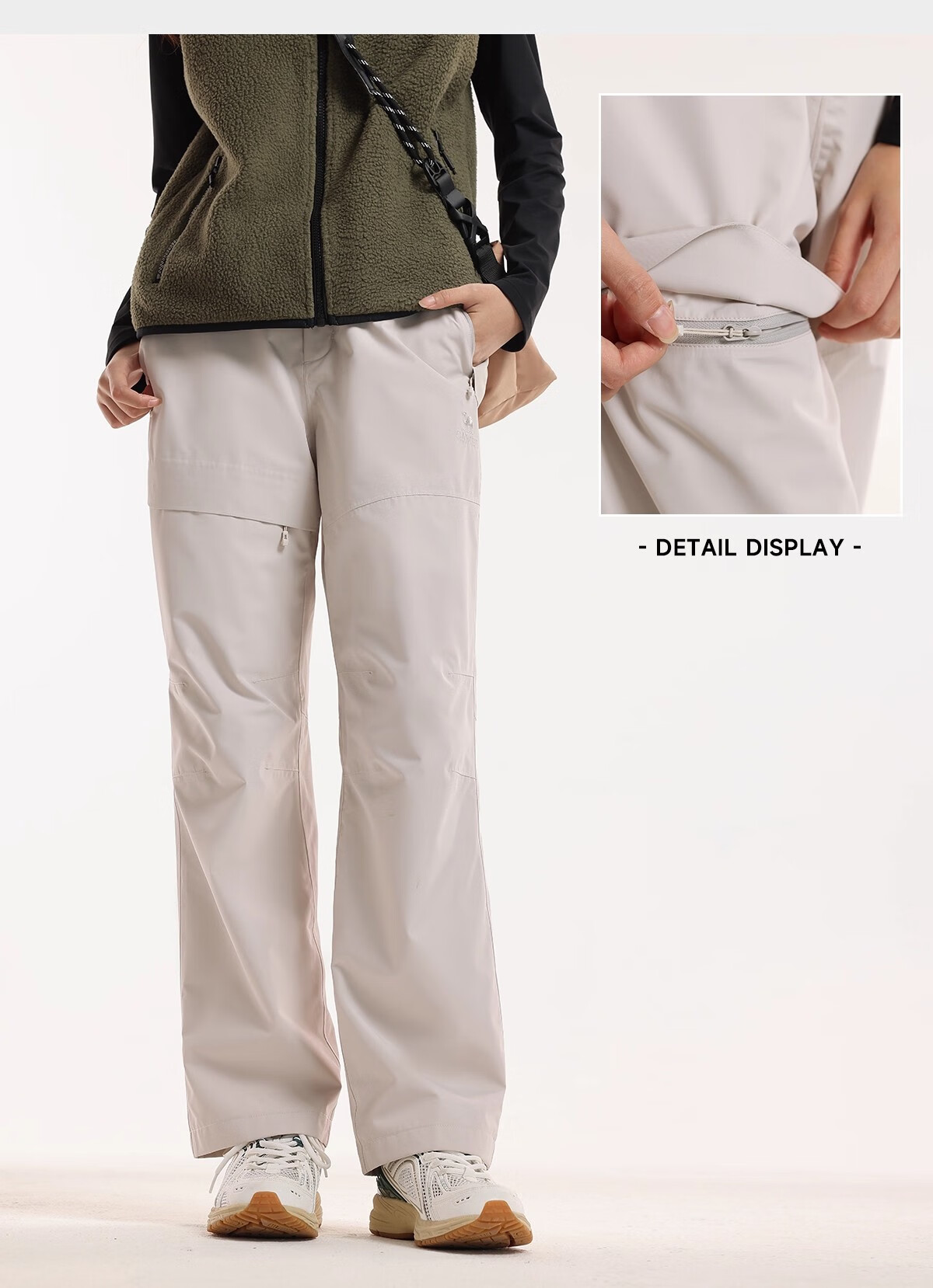 CAMEL Men's 3-in-1 Outdoor Softshell Pants Windproof Waterproof Fleece Lined High Breathability Thermal Hiking Trousers for Women 22