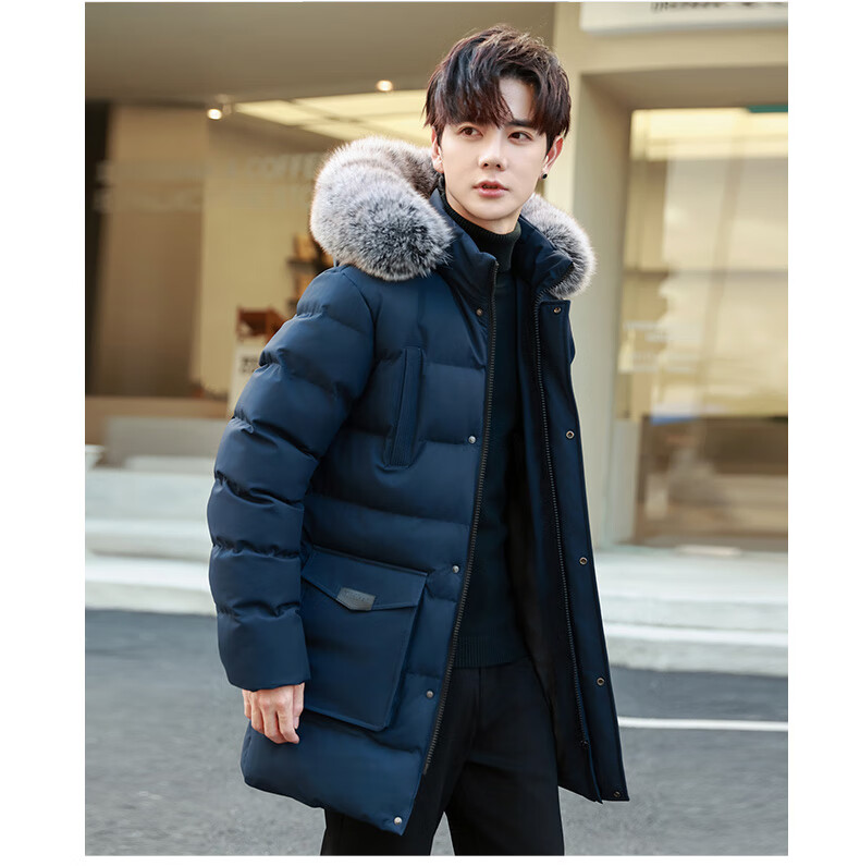 PLAYBOY Cotton Coat, Winter Mid-Length Style, Thickened Warm Padded Jacket, Plus Size Outerwear, Black, 5XL 17