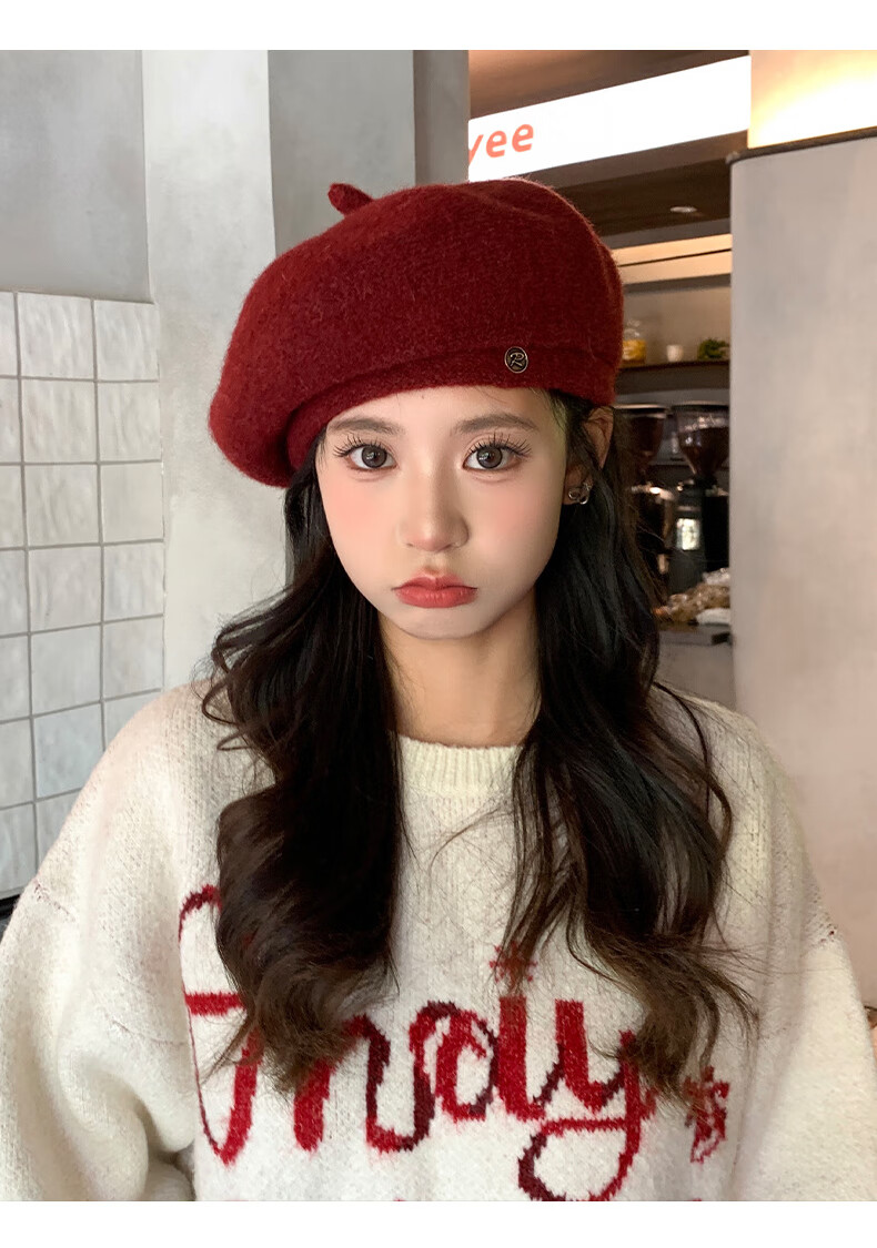 XUEXIMAN Women's Beret Autumn Winter Versatile Warm Slim Face Octagonal British Retro Newsboy Painter Hat 6
