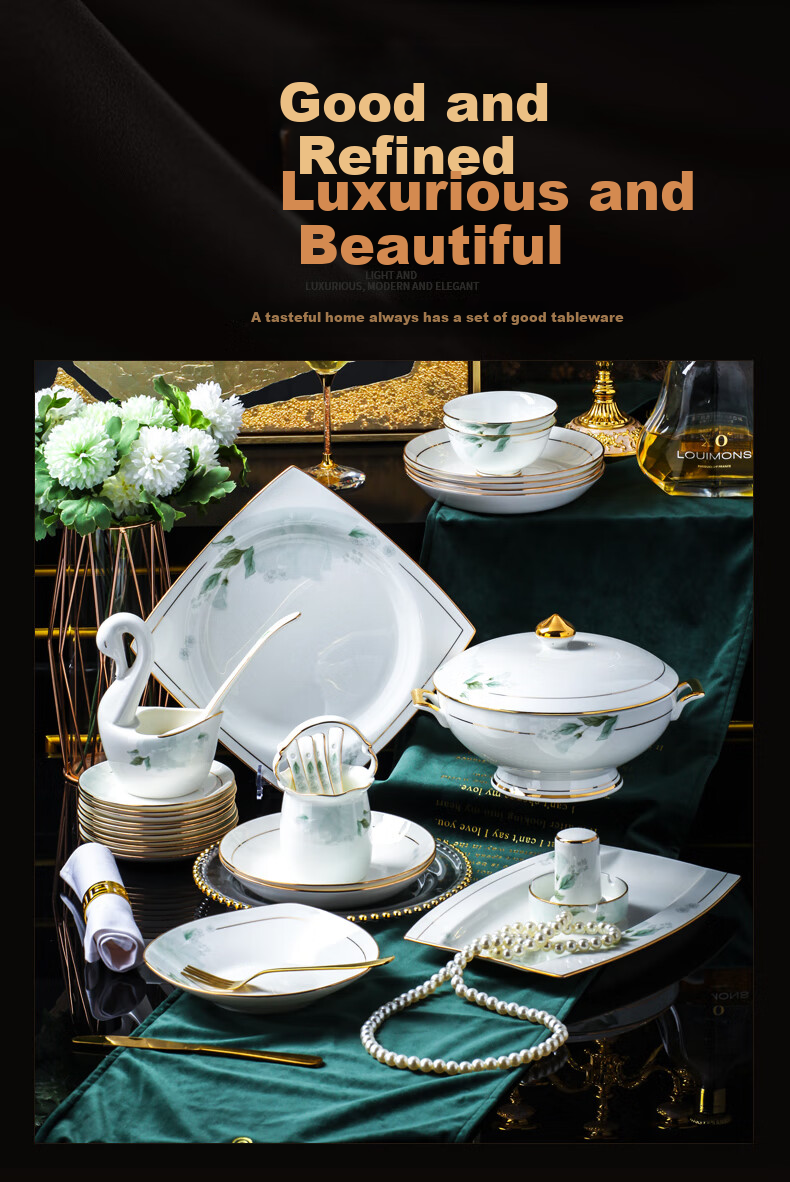 Yunzhihe Complete Set of Tableware Including Plates, Bowls And Chopsticks from Jingdezhen, Perfect for Housewarming Or Moving Gifts 4