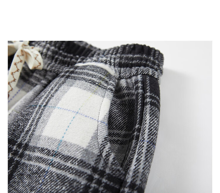 Demana [Fashion Plaid] Winter Little Chanel Style Elastic Waist Wide Leg Pants Fleece Lined Slightly Stretchy Casual Trousers for Women 11