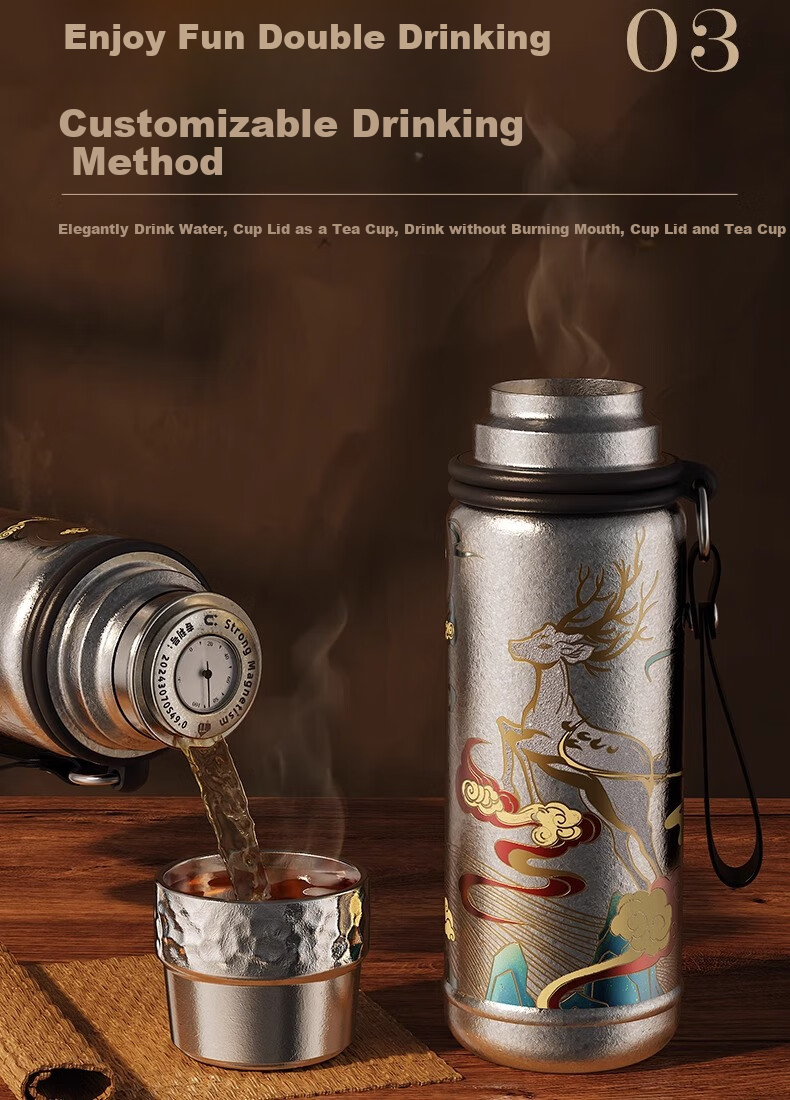 Big Car Pure Titanium Large Capacity Tea Infuser Cup, High-End Tea-Water Separation Insulated Tea Steeping Cup, Portable Luxury Men's Mid-Autumn Festival Gift 13