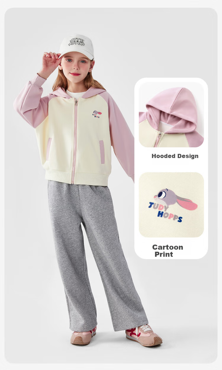 Disney Children's Jacket, Spring Girls' Hooded Sweatshirt Top, Baby Stylish Spring Outfit, Zootopia, Blue, Size 160 3