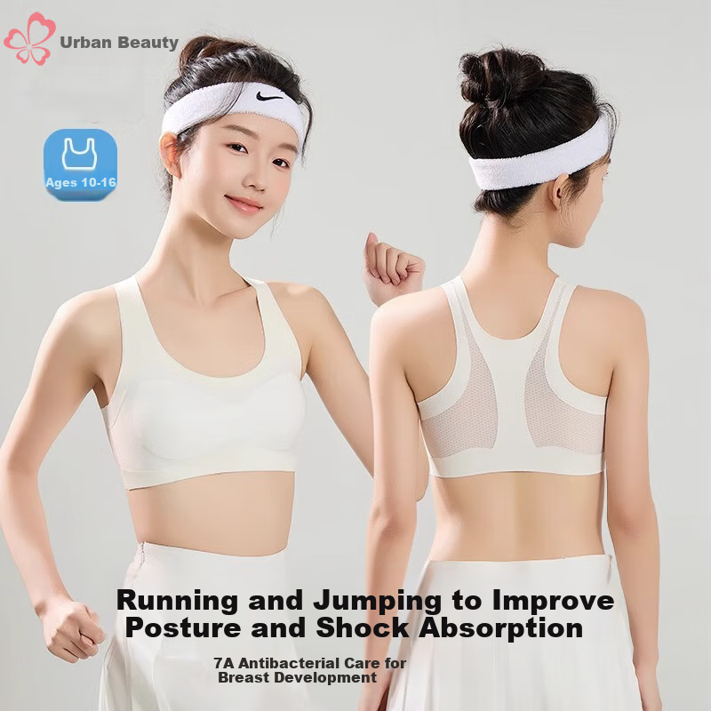 Dushiliren Seamless Bra for Girls in Puberty, Shaping Sports Bra for Middle School And High School Students, White, XL