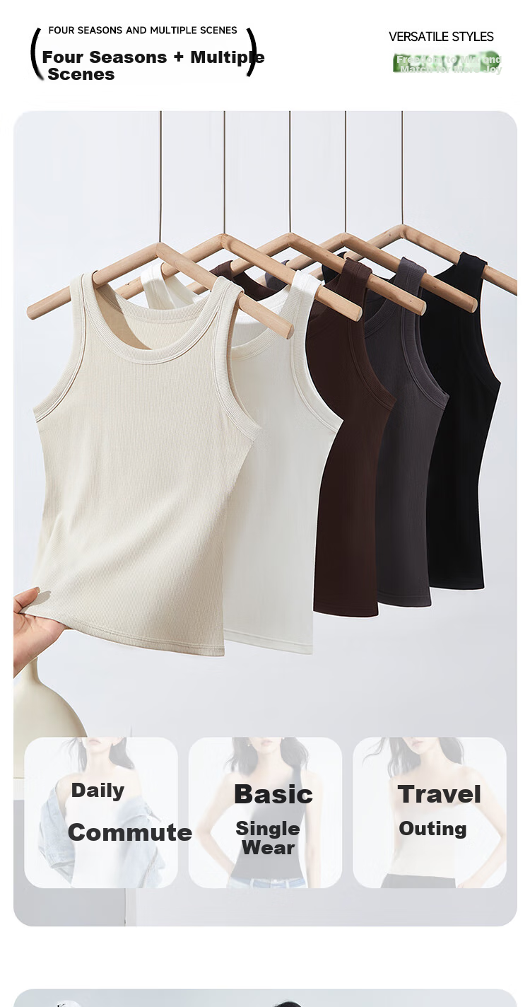 GUJIN Sleeveless Camisole Tank Top Knit Sweater Elegant Inner Wear Can Be Worn Alone Or As Undershirt Cotton No Chest Pads 2