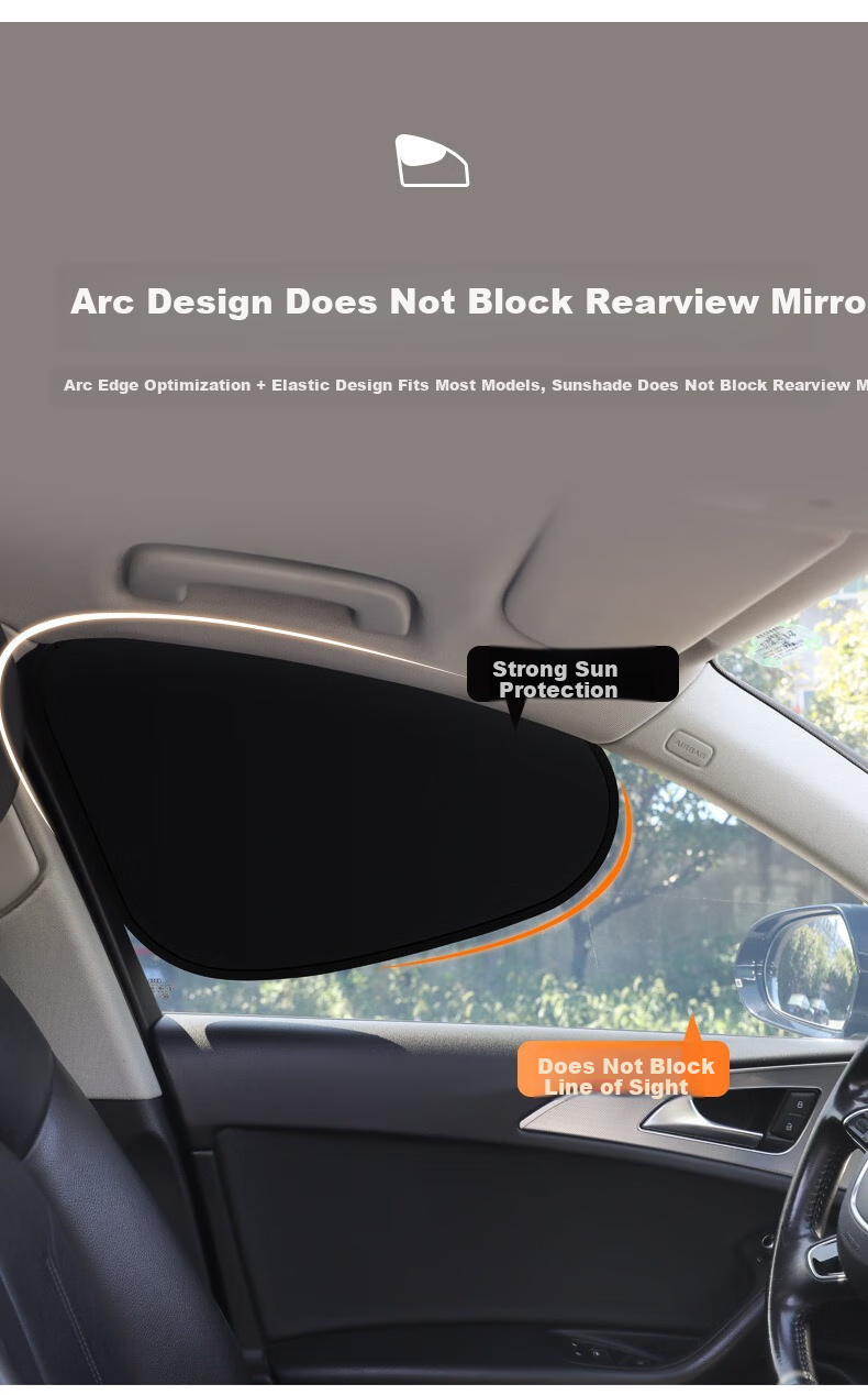 Shaguo Car Sunshade, Summer UV Protection, Heat Insulation Window Curtain, Non-Glaring, Static Cling Sun Visor, Car Side Window Sunshade 2