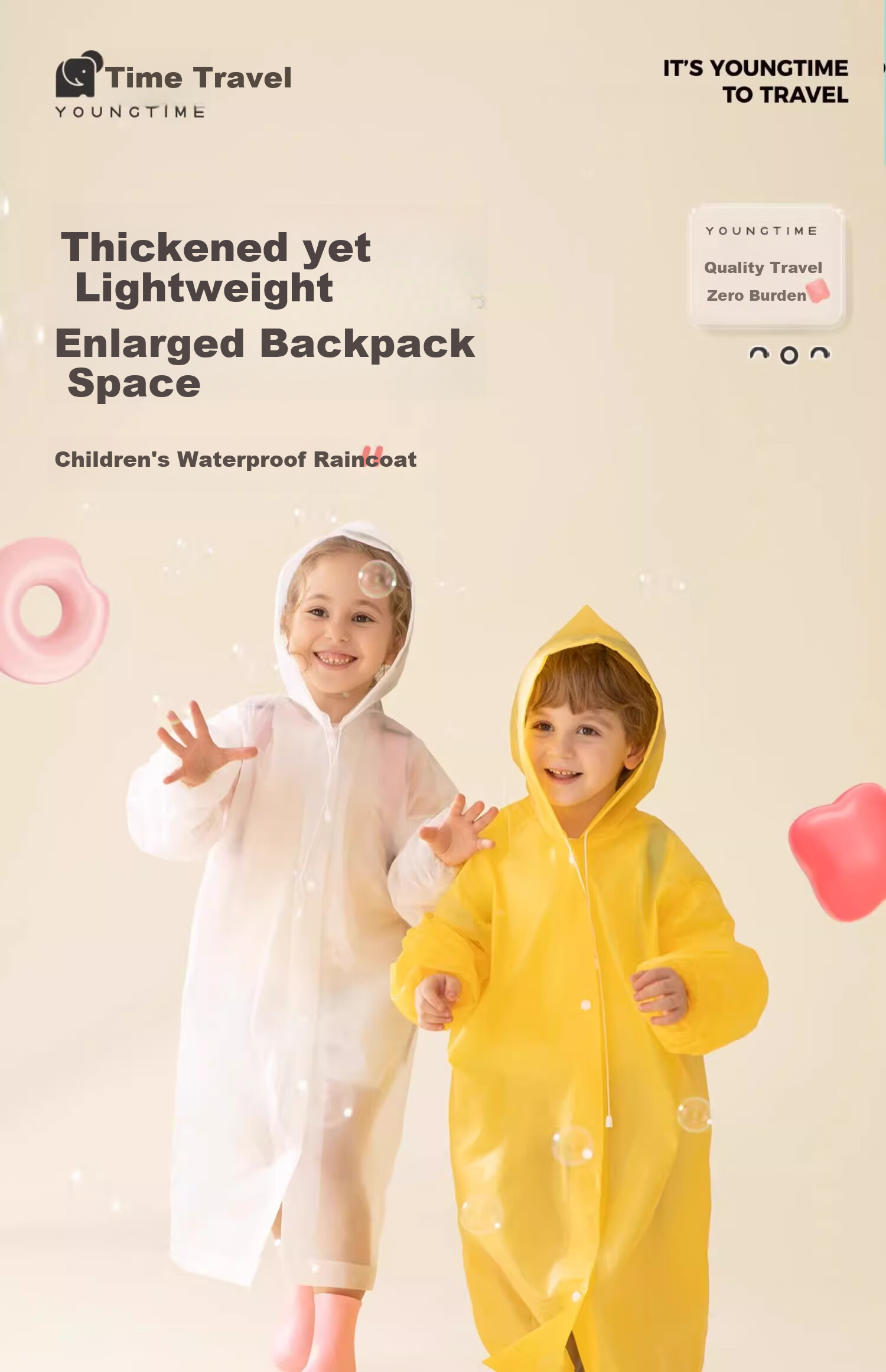 Youshiguang Disposable Raincoat for Children, Thickened Transparent, Enlarged, for School Backpack, Spring Outings, Elementary School Rain Poncho for Boys And Girls 1