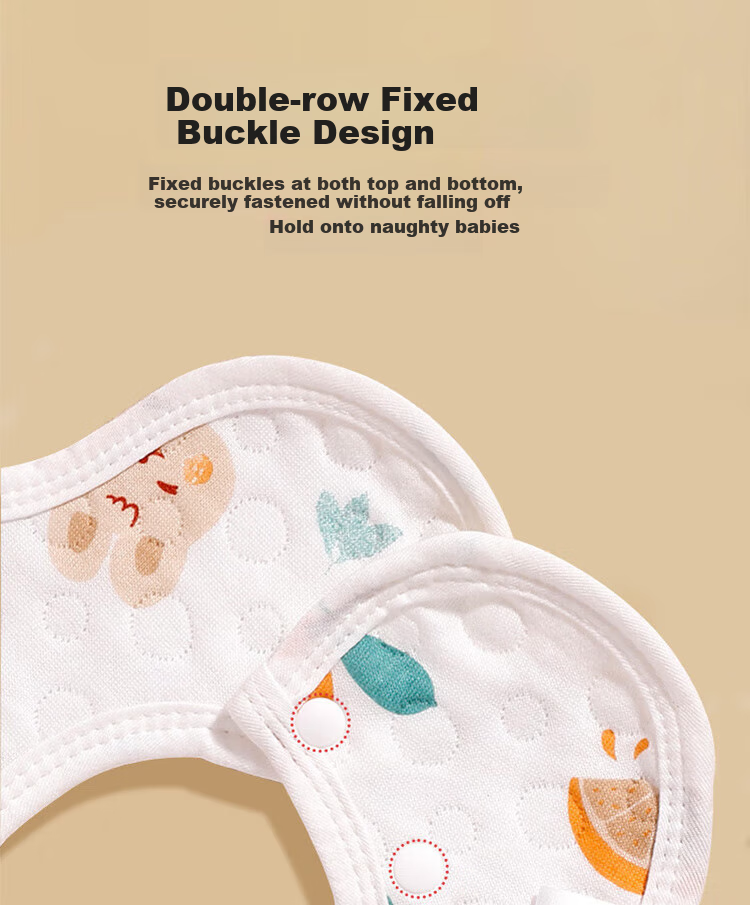 Aibaoshi Baby Drool Bib, Pure Cotton Gauze, 6-Layer Newborn Bib, 360° Petal-Shaped Drool Pad, 3-Pack S810 1