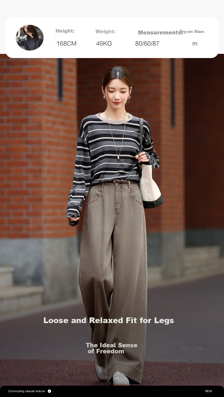 Dme [Lyocell Cotton Blend] Autumn Stone-Ground Washed Maillard High-Waist Long Straight-Leg Slimming Women's Jeans 4