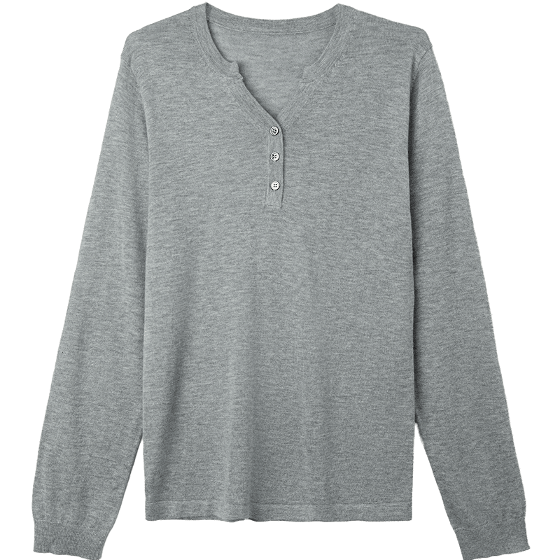 Dme Effortless Comfort Autumn Simple Style V-Neck Three-Button Long Sleeve Knit Sweater for Women
