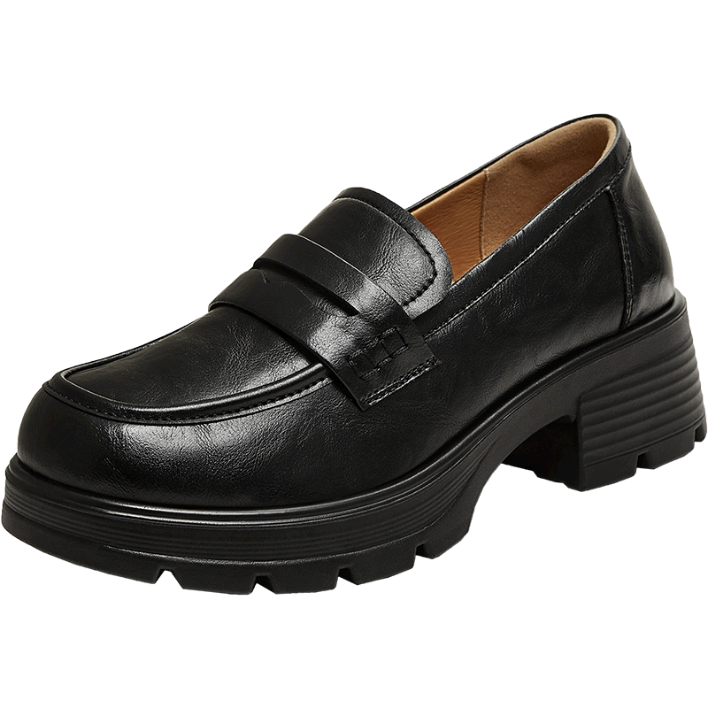 Tianmeiyi Women's Chunky Heel Loafers Office Commuter Leather Shoes