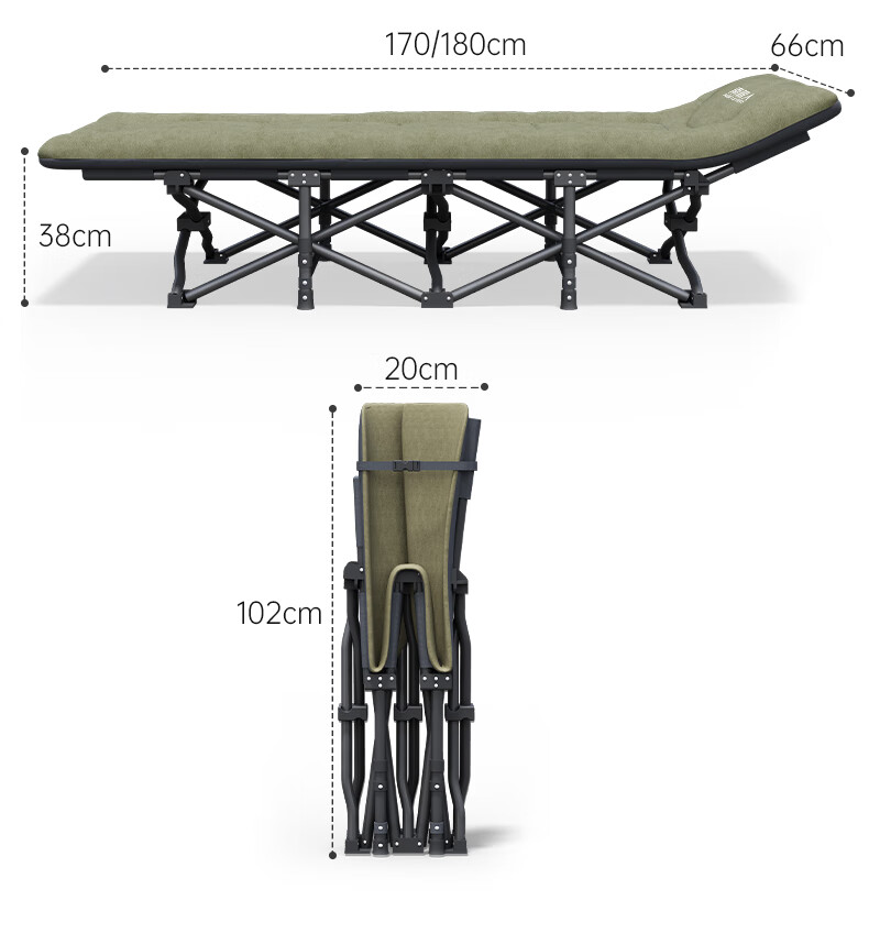 Nanjiren Folding Bed Recliner Office Single Nap Bed Military Cot Care American Style Mattress Integrated Ten-Leg Bed 170 2