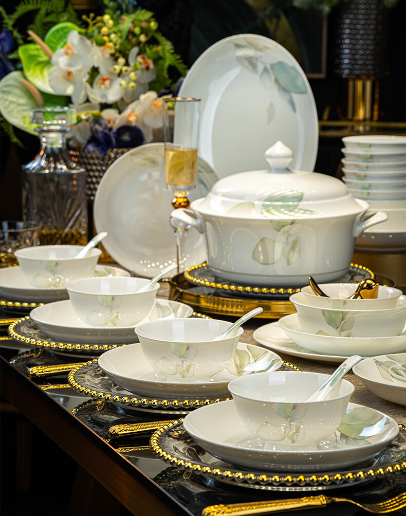 Haoya Jingdezhen Ceramic Dinnerware Set, 8-Inch Plates, 4-Pack 3
