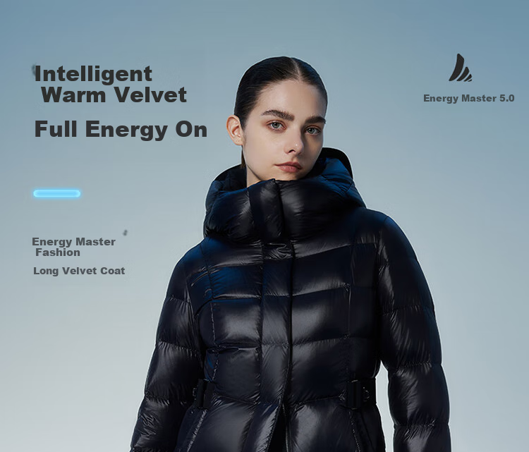 Tanboer Women's Long down Coat with Hood, Waist-Cinching Slimming Effect, Thickened Warm Ladies' down Jacket 550890D Aurora Black 160 1