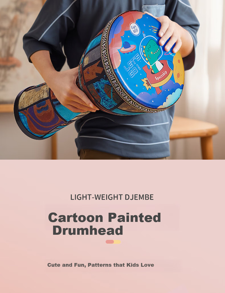Qiangu African Drum, Children's Large 8 Lightweight Hand Drum, Kindergarten Student Beginner Percussion Instrument, Children's Holiday Gift 5