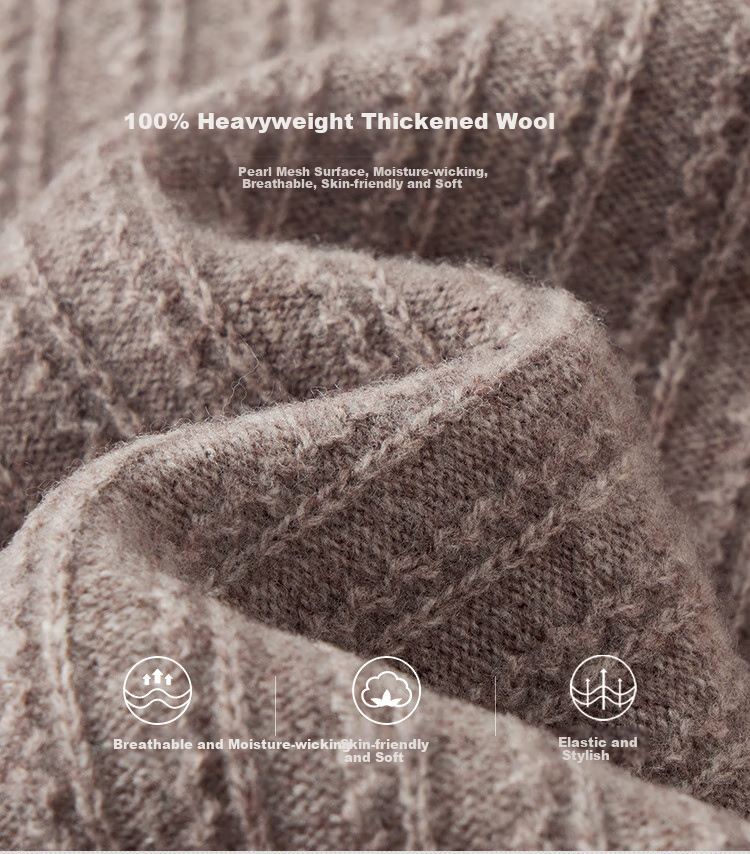 FIRS [100% Wool] Men's Sweater, Autumn And Winter Round Neck, Heavyweight Thickened, Warm Soft Jacquard Pullover 1