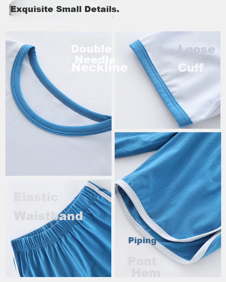 Dingguagua Children's Pajamas for Boys, Summer Thin Lyocell Cotton Sleepwear, Air Conditioning Wear, Big Kids Short-Sleeve Set 11