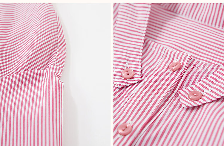 Dme Simple Style Stand Collar Comfortable Cotton Straight Loose-Fitting Dress Shirt-Style Dress for Women, Pink, S 9