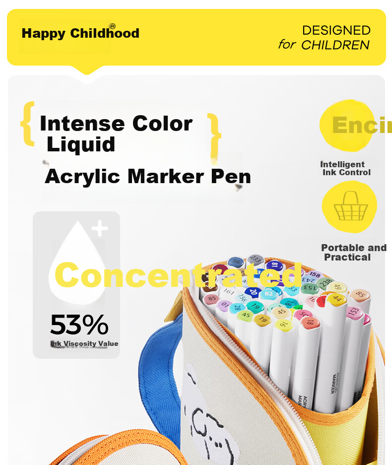 Meiletongnian Children's Direct Liquid Acrylic Markers, 80 Colors, Watercolor Pens, Non-Transparent, Stackable, Soft Tip, Drawing Pens for Primary School Students And Kindergarten, Birthday And New Year Gift Box Set 1