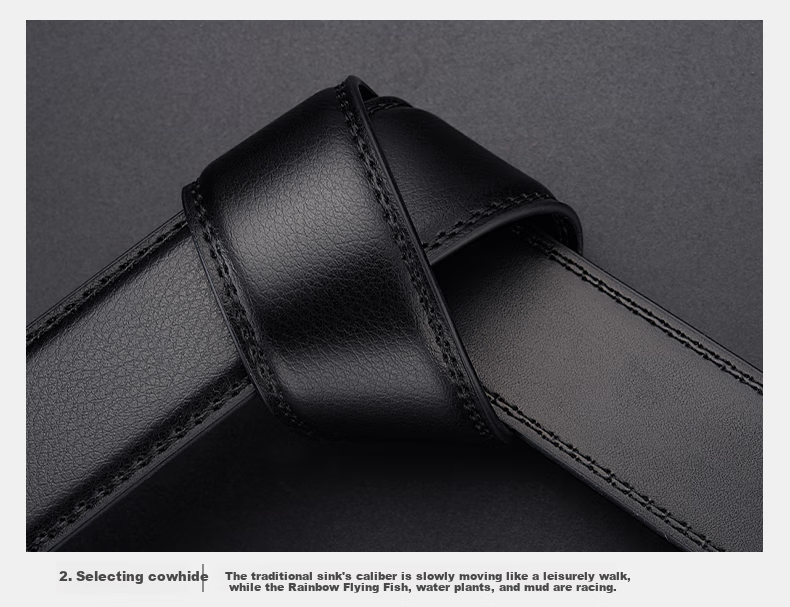Huili Men's Automatic Buckle Genuine Leather Belt, Business Casual Versatile Denim Waistband for Young And Middle-Aged, Practical Gift 10