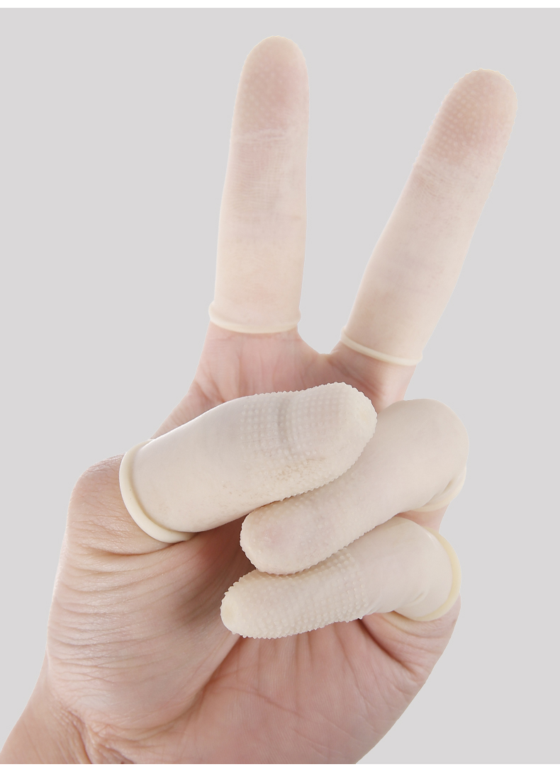 BAIGE Latex Finger Cots, Thickened Non-Slip Electrostatic Work Gloves, Dust-Free Cots for Counting Money, Off-White, 1000 Pieces, Size M, CW998990 4