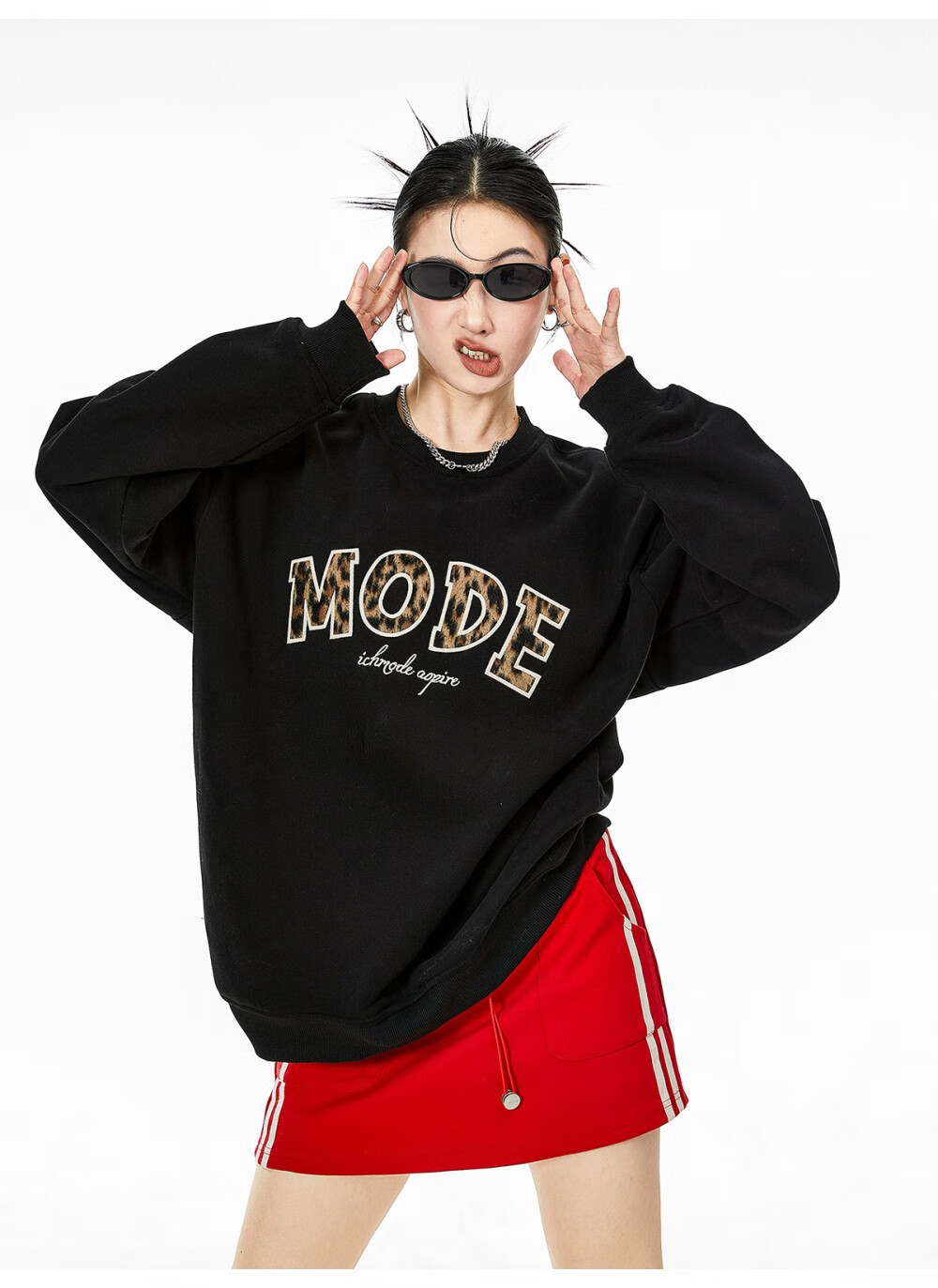ICH MODE American Style Gray Crewneck Sweatshirt Women 2026 Spring New Loose Casual Jacket Top Light Gray S 26