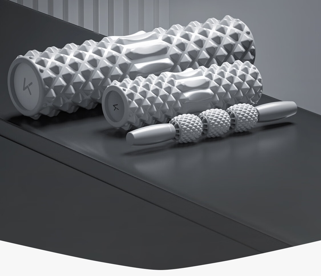 Keep Solid Foam Roller Muscle Relaxation Spiky Massage Stick Roller Yoga Equipment Solid Version 45cm Glacier Gray 6