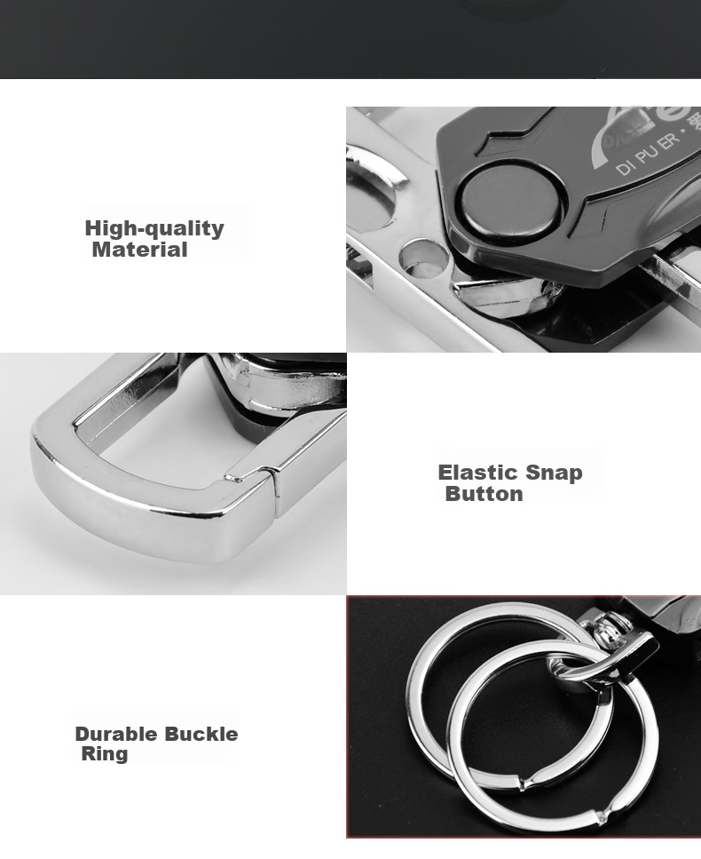 Dipuer Car Key Chain, Men's Metal Key Ring, Creative Gift, Wine Bottle Opener, Finger Spinner 15