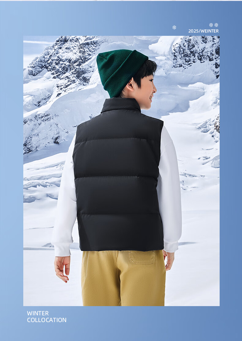 ERKE Kids Unisex Children's Winter Warm Sleeveless Waterproof Breathable Vest Jacket Black 170 9