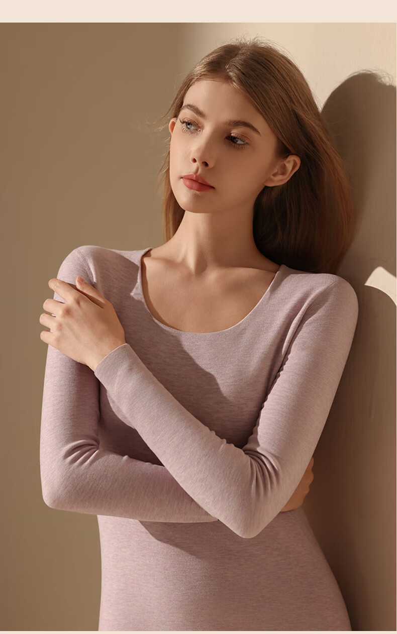 Modal [2 Sets Tencel] German Velvet Thermal Underwear Women Fleece Thickened Seamless Heating Set Autumn Winter Top and Bottom 7