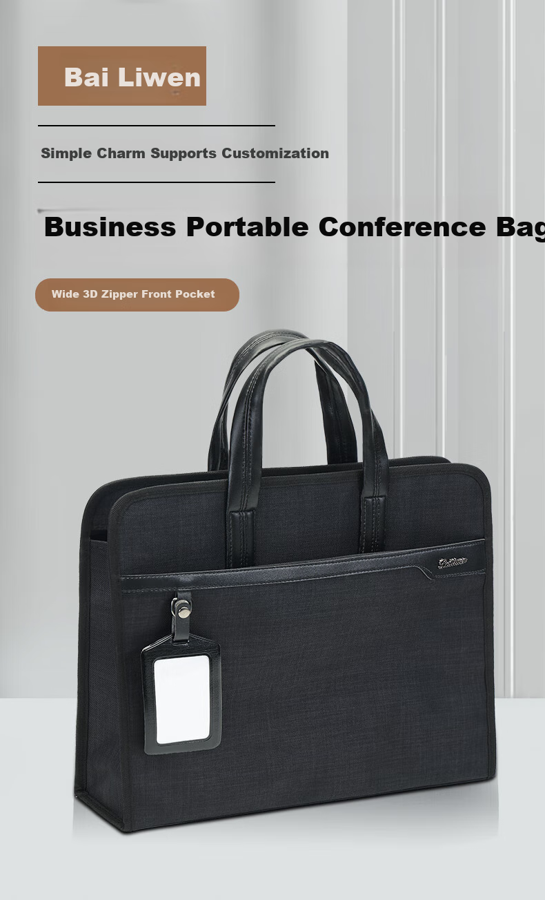 Bailiwen H1816 Dark Gray Business Wide Conference Briefcase Laptop Bag for Men And Women, Travel Handbag, Document Bag, File Organizer, Office Meeting Bag 1