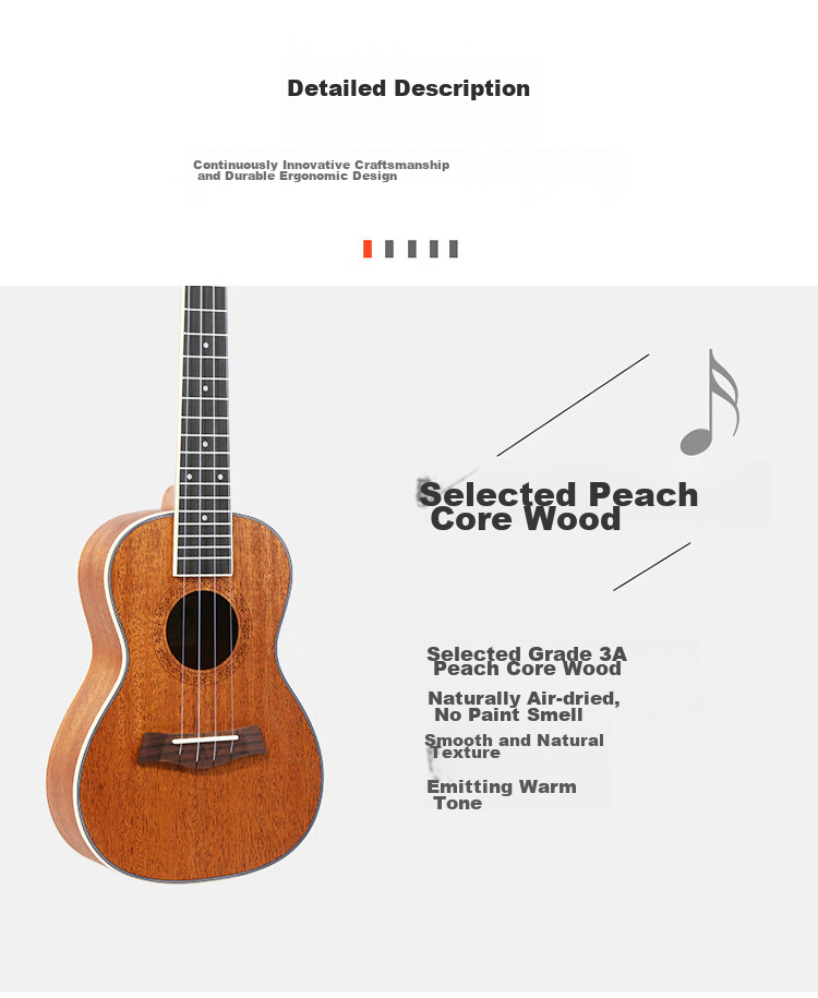 MOSEN MUS800 Ukulele, Classic All-Peach Wood Mini Guitar, 21 Inches 11