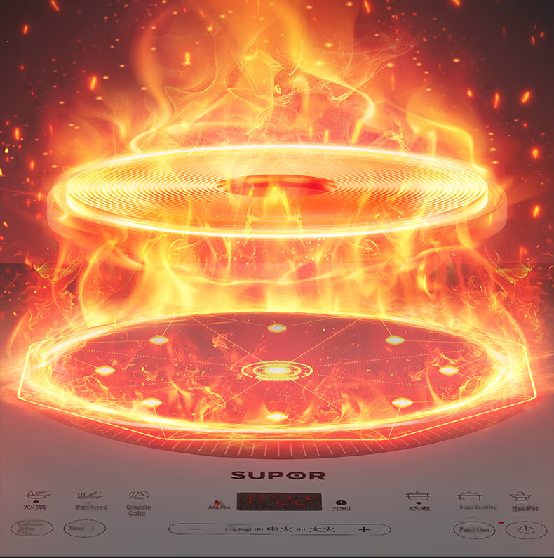 SUPOR Fenghuolun Series Induction Cooker, Household Continuous High Heat Electric Ceramic Stove, Even Heating Electromagnetic Cooker, Battery Stove, Electric Stove All-In Colorful Microcrystalline Panel Electric Stove C22-IA867D 14