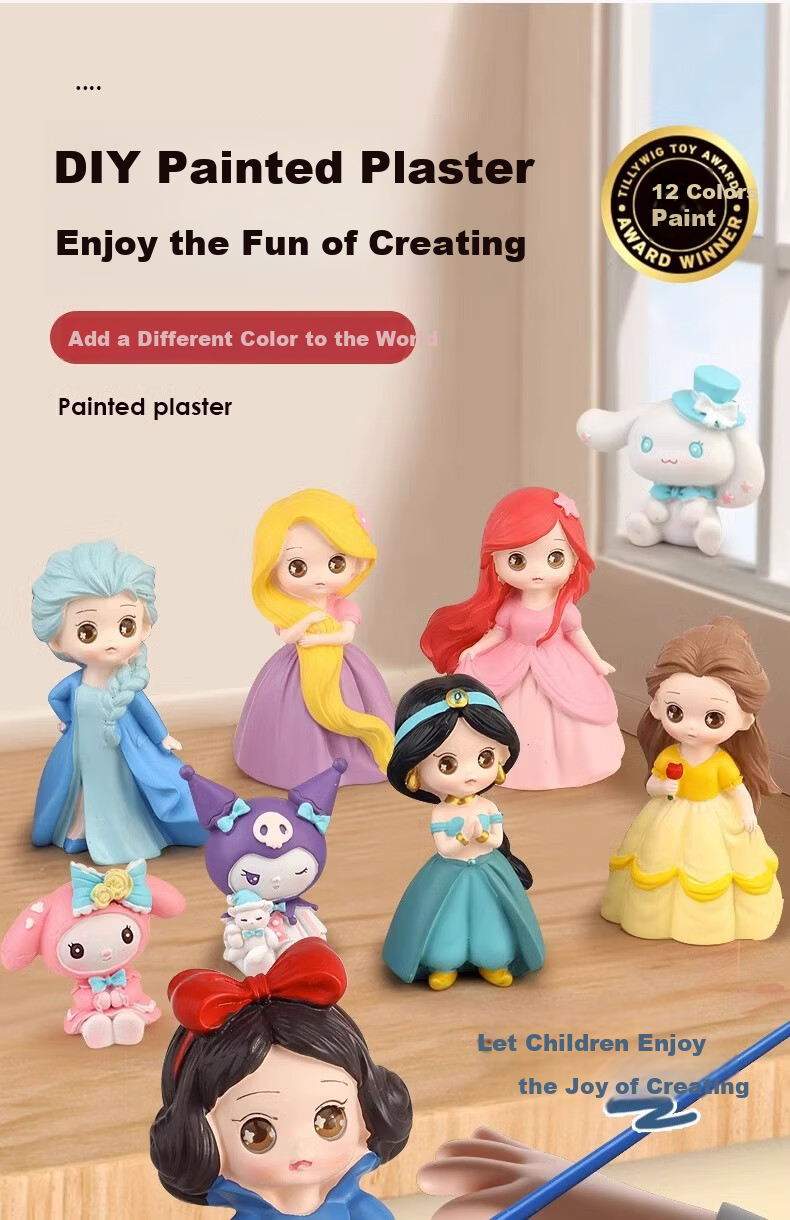 Shangmeibeibei Plaster Doll Coloring Craft DIY Painting Toy for Boys And Girls 3-6 Birthday Gift Princess Series 1