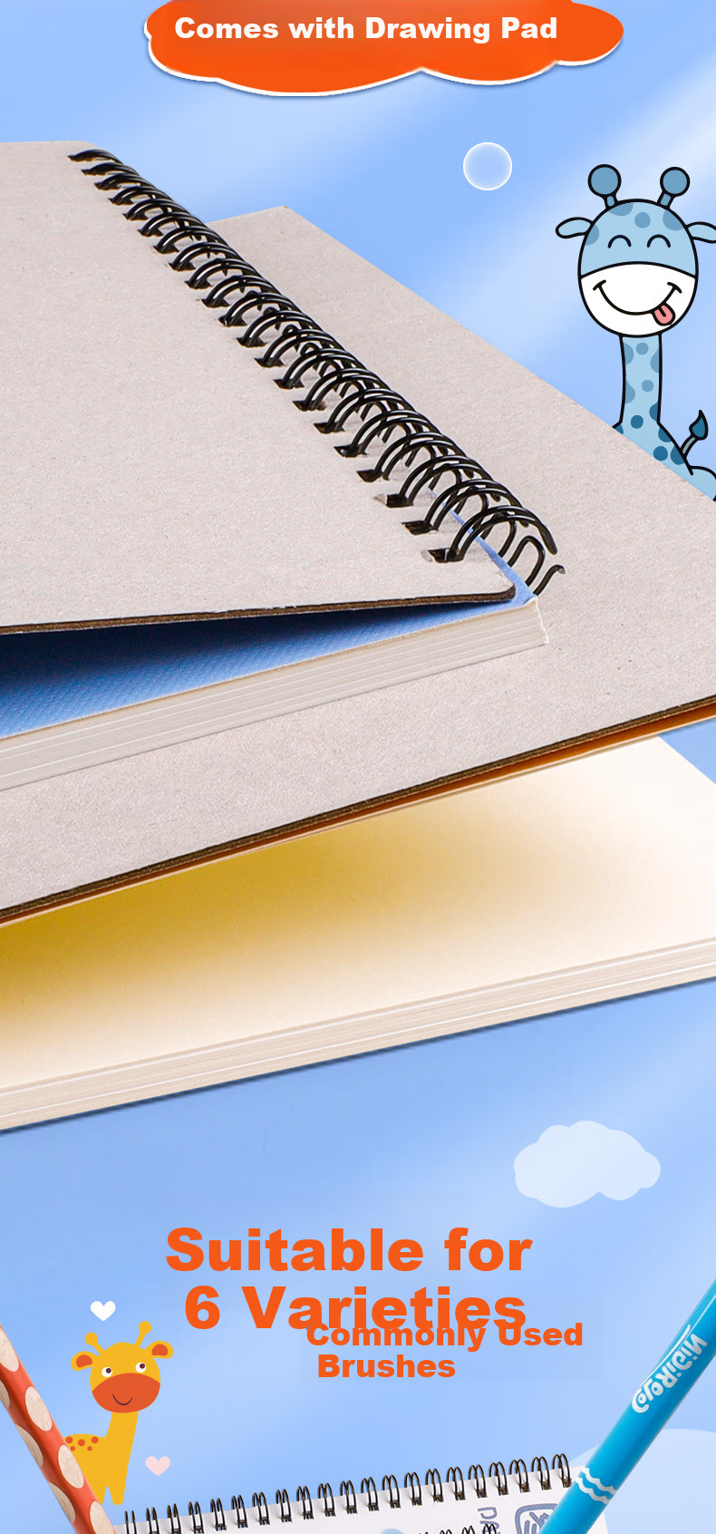 Diyu Children's Drawing Book, Blank A4 Kindergarten Sketchbook, Thick Paper for Primary School Students' Art Drawing, 4 Books 6