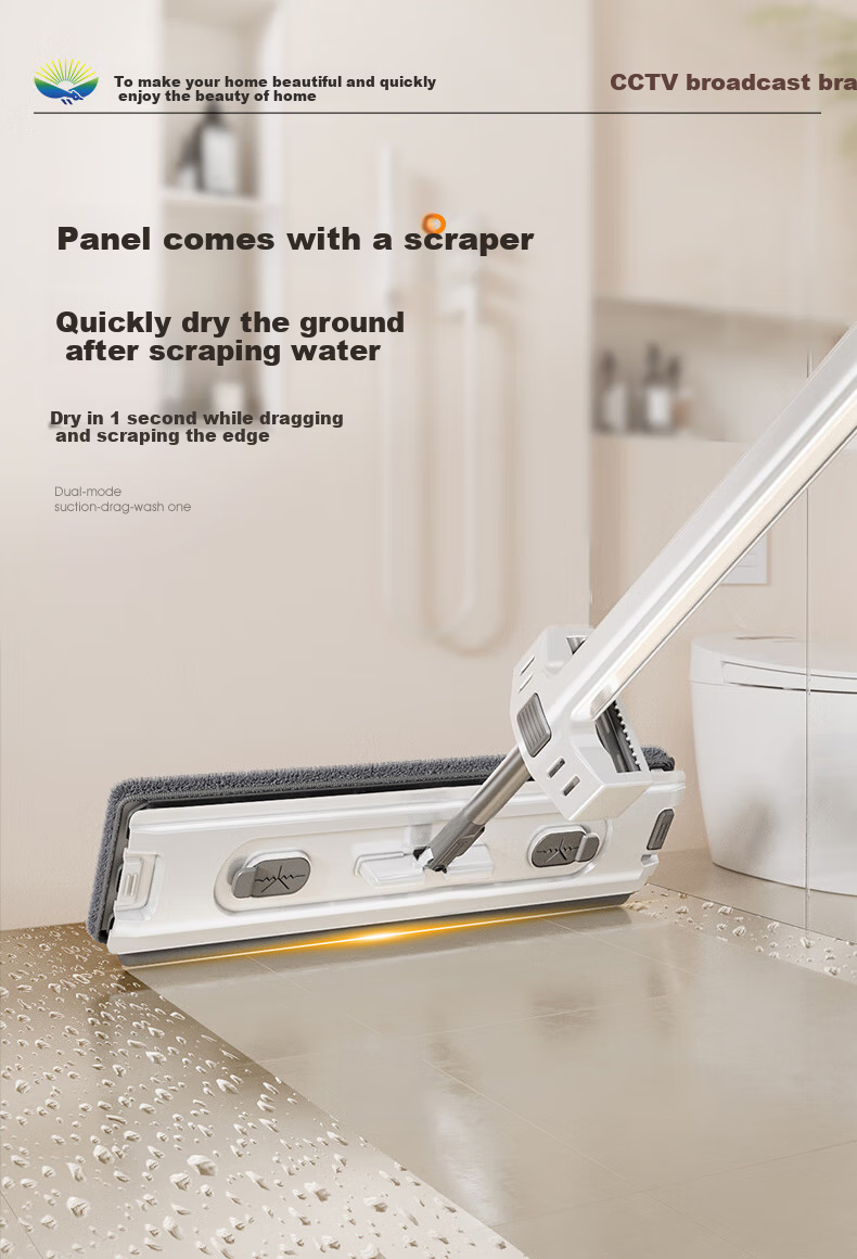 Xiangjiamei Flat Mop, 42cm, 2 Fabric Chenille, Household All-In Cleaning, 2026 New Model, Lazy Person's Absorbent No-Hand Flat Mop 8