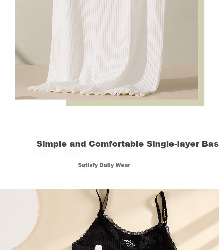 LangSha Women's Ribbed Skin-Friendly Spring Summer Camisole Lace V-Neck Trim Comfortable Base Layer Tank Top 6