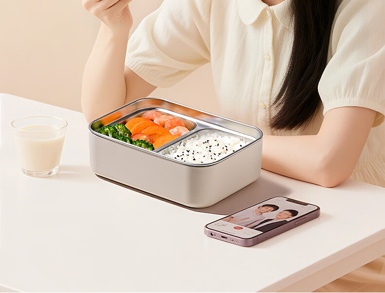 Ymer Stainless Steel Lunch Box Microwaveable Fresh-Keeping Bento Box for Office Workers [Visible Glass Large Double-Compartment] 17