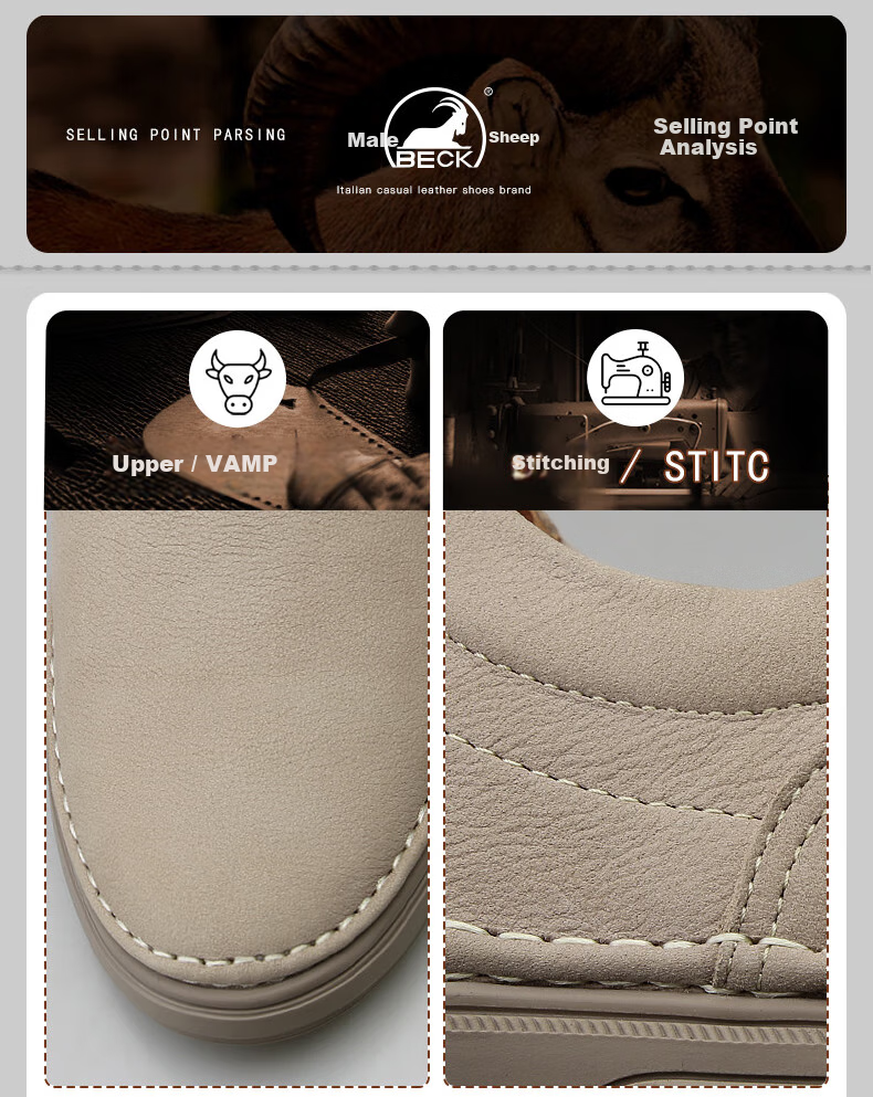 Gongyang Men's Leather Shoes, Breathable Genuine Leather Shoes for Spring And Summer, Soft Sole, Lightweight Business Casual Shoes for Men, Sand Color, Size 43 3
