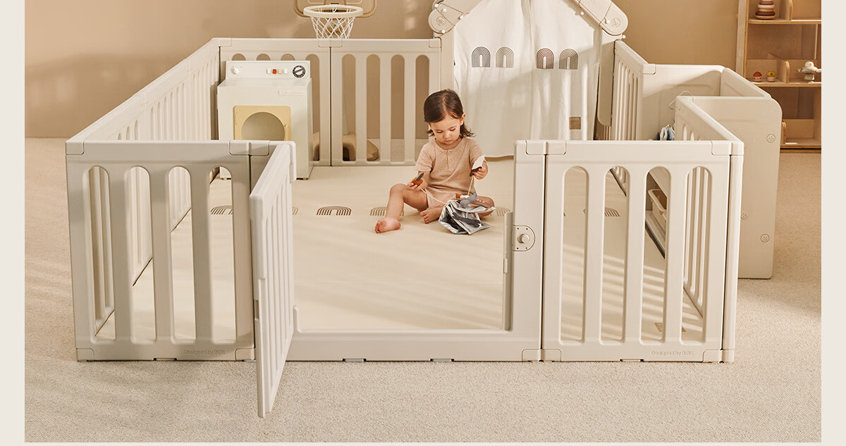 Beiyi Baby Crawling Mat and Fence All-in-One Floor Playpen Rainbow Tent House 180*200cm 26
